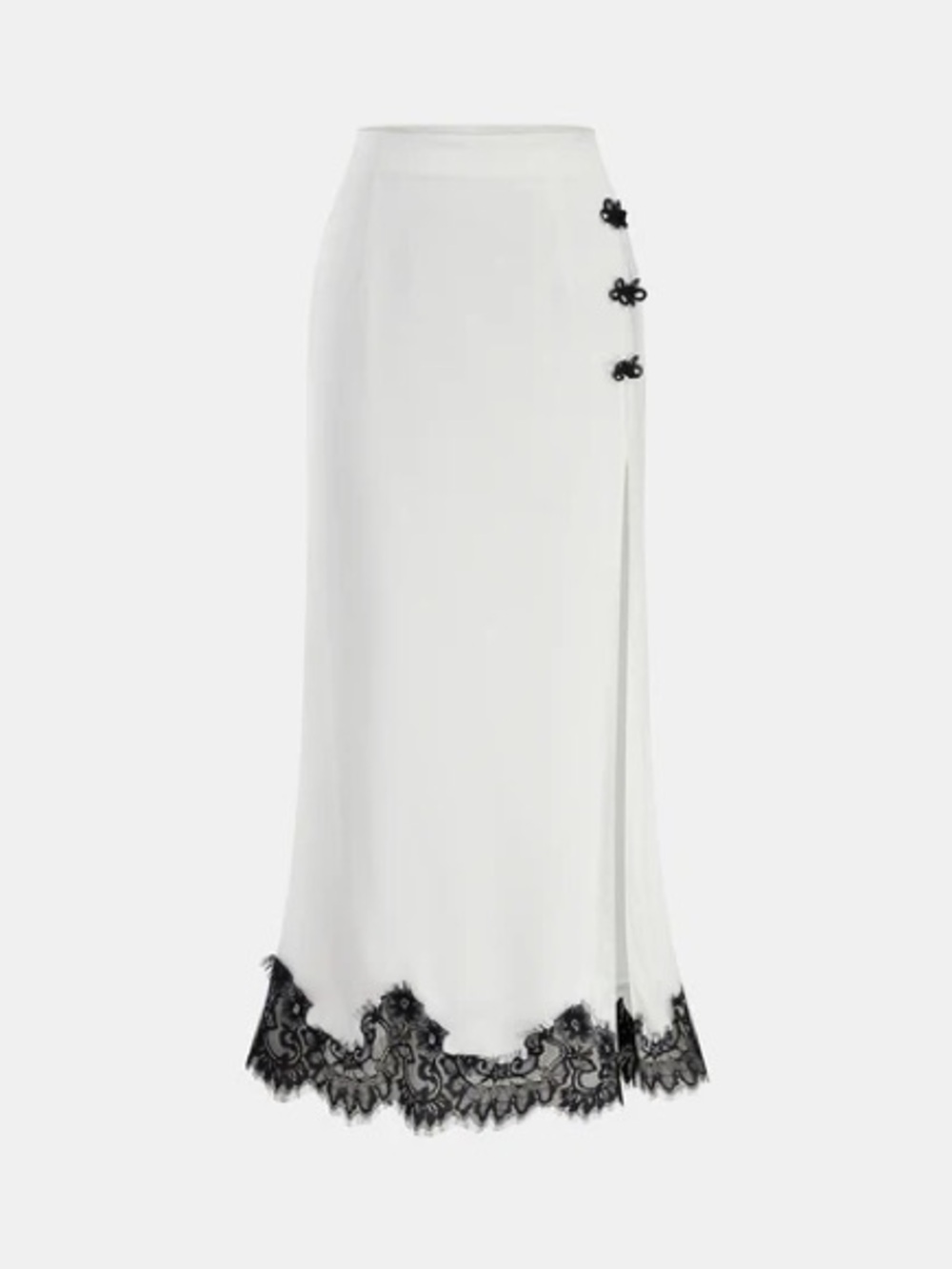 Commense White Maxi Skirt with Black Lace Trim Size XS NWT - Picture 1 of 7